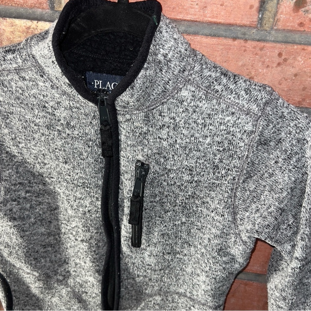 Children’s Place Grey Black Fleece Jacket Kids Size SMALL (5/6) Full Zip